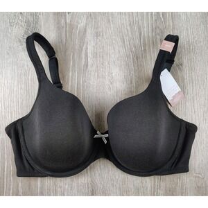 Lane Bryant Cacique Lightly Lined T-Shirt Black Bra 40DD Underwire Bow NWT